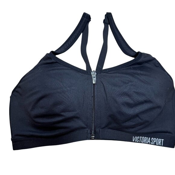 VS Victoria's Secret Workout Bra Lot 2 Sized 36D Zip Up Racer Back Black Gray La - Picture 3 of 6